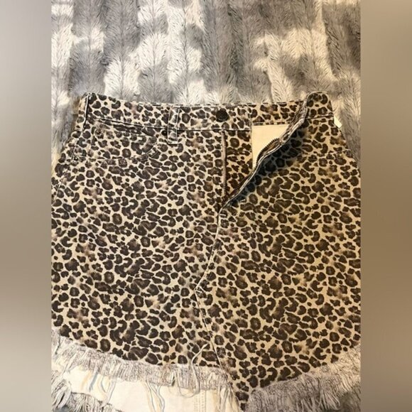 Free People Bailey Denim leopard print skirt Size 26 - Picture 6 of 10